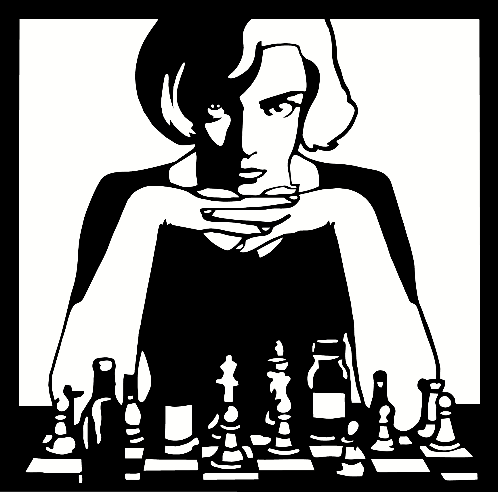 Chess Woman Wall Art SVG _ Abstract Chess Player Decor _ Modern Minimalist Laser