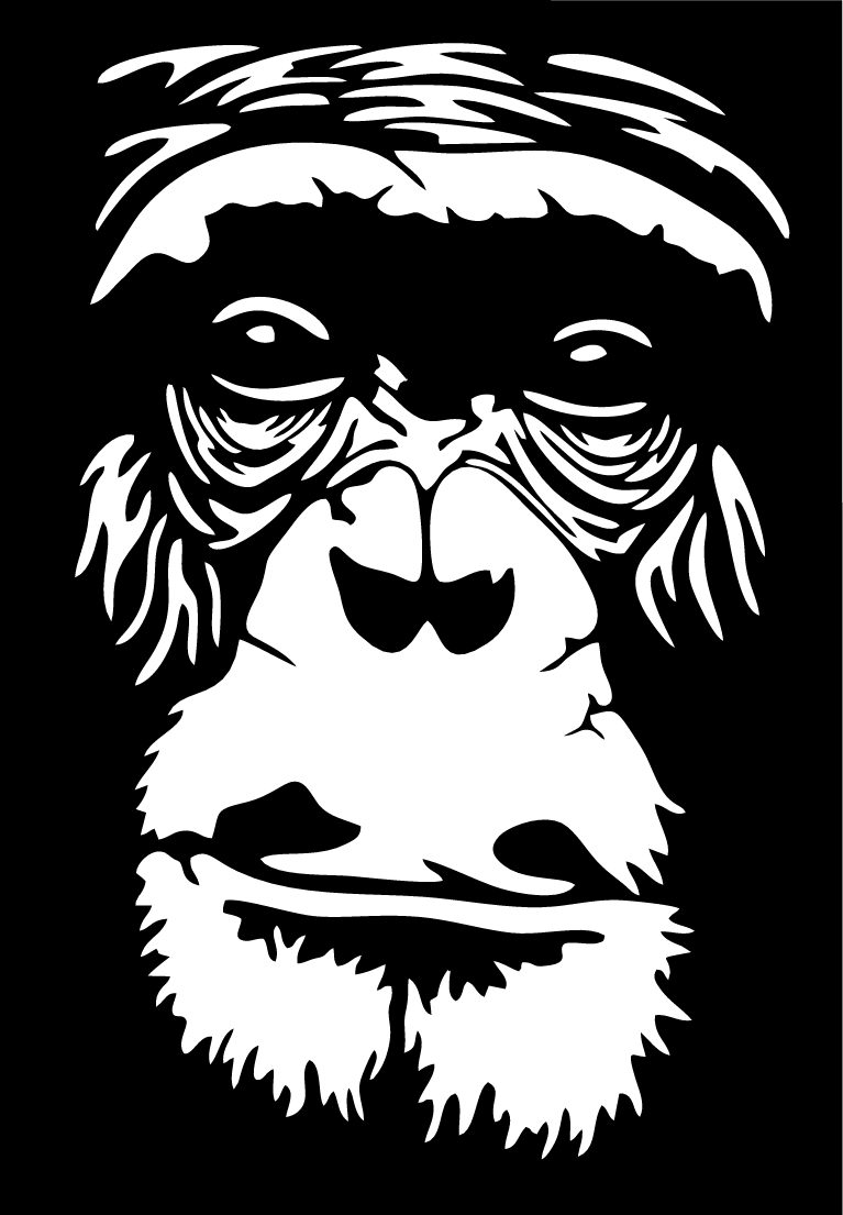 Gorilla Wall Art SVG - Animal Portrait Laser Cut File - Modern Wildlife Decor-01
