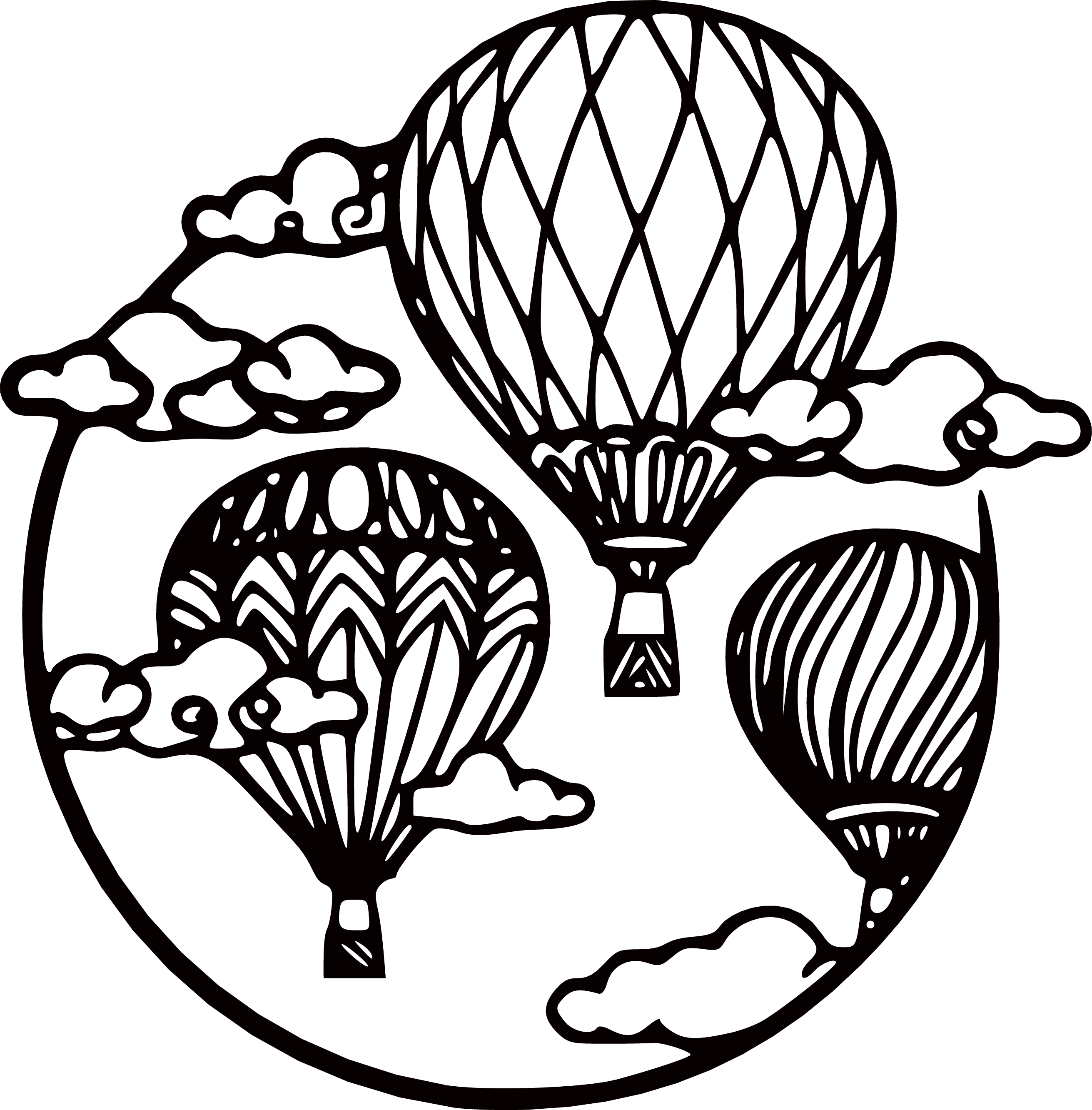 Hot Air Balloon Wall Art SVG _ Nursery Decor- Clouds Circle Design (Digital Down