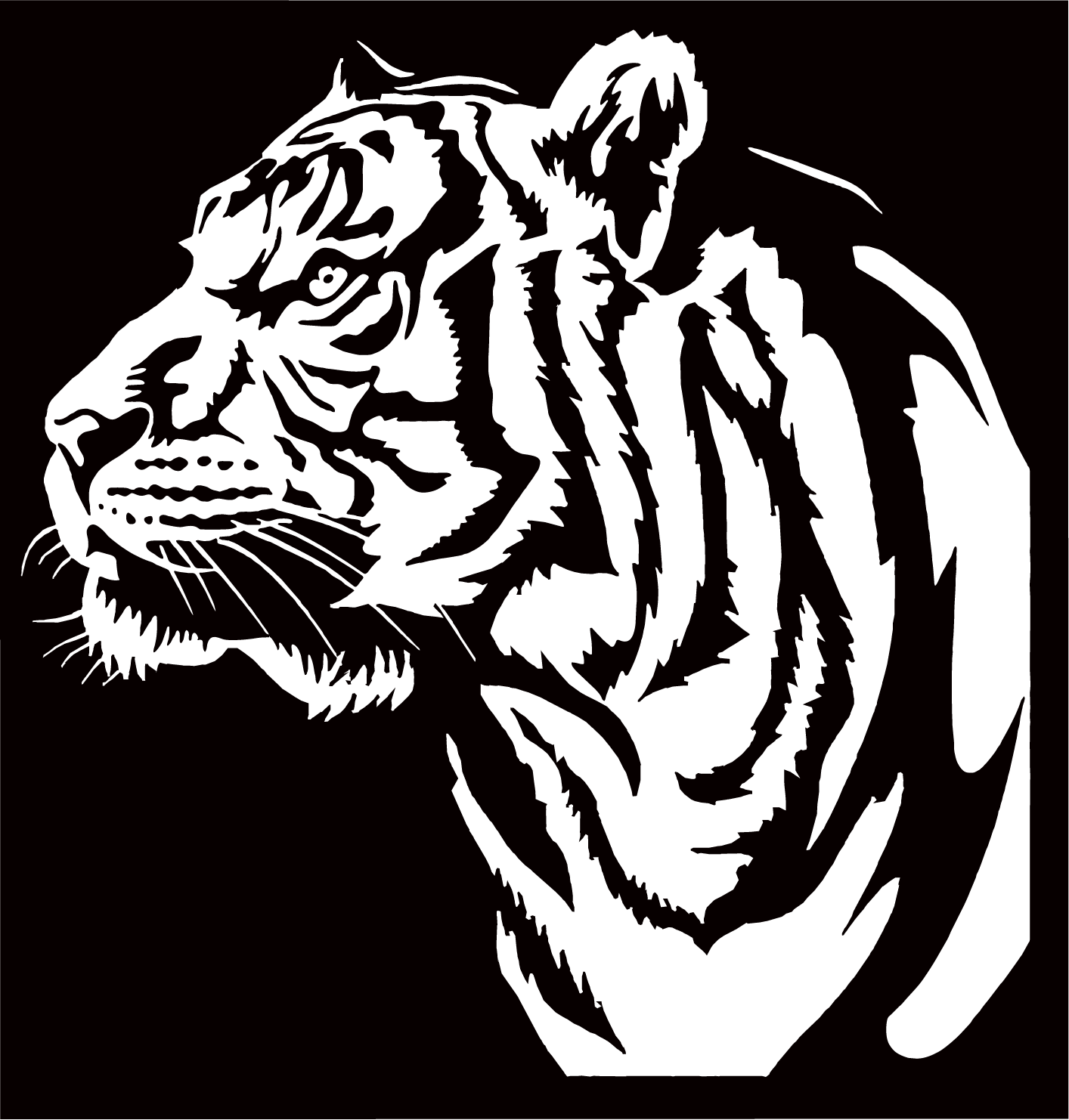 Tiger Wall Art SVG _ Powerful Tiger Head Decor _ Minimalist Wildlife Wall Art-01