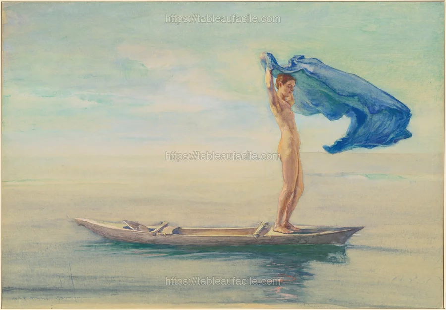 girl_in_bow_of_canoe_spreading_out_her_loin-cloth_for_a_sail,_samoa_2015.19.966 apercu
