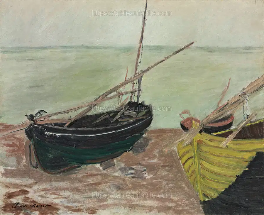 Étude de bateaux sur la plage d’Étretat (1885) apercu