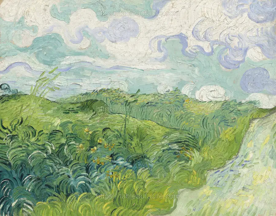 Green Wheat Fields, Auvers (1890) apercu