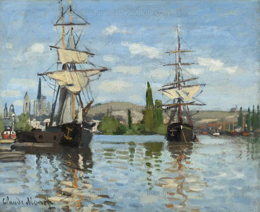 Ships Riding on the Seine at Rouen (1872-1873) apercu