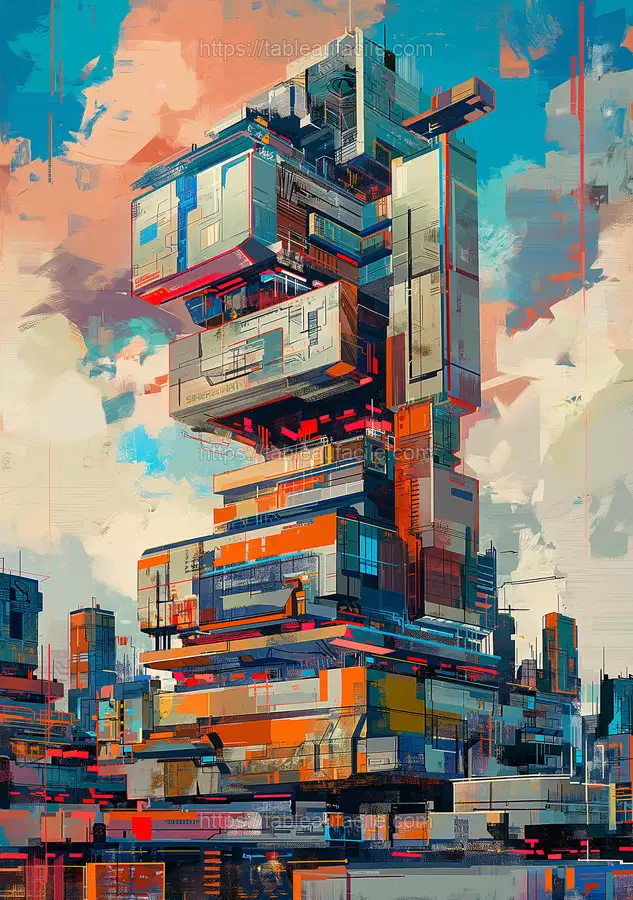 Futurism building Poster painting apercu