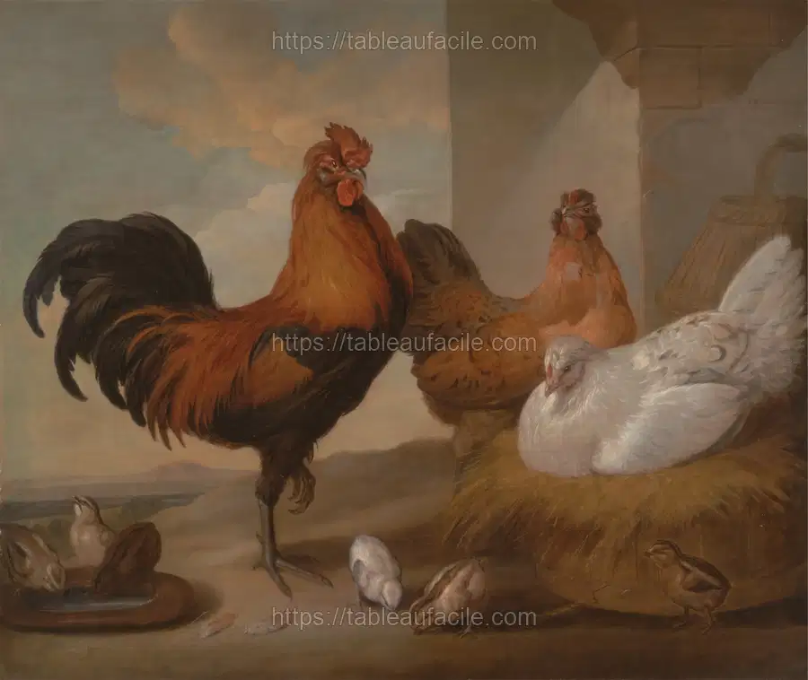 Domestic Cock, Hens and Chickens (1655) - Barlow apercu