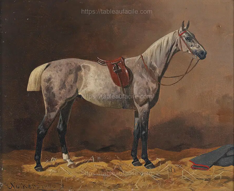 Gesatteltes Rennpferd Im Stall (1890) apercu