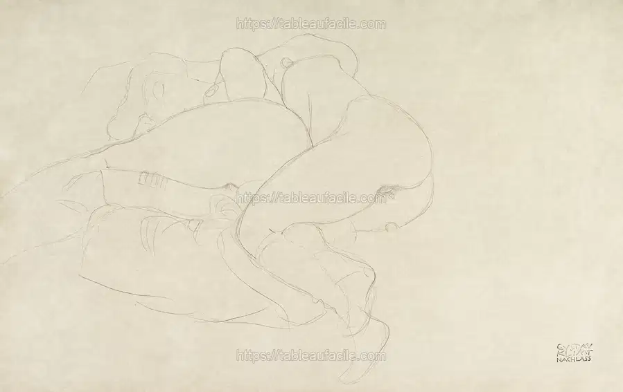 Two Women Friends Reclining (ca. 1905–1906) by Gustav Klimt apercu