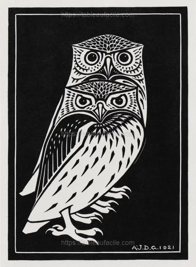 Two owls (1921) by Julie de Graag apercu