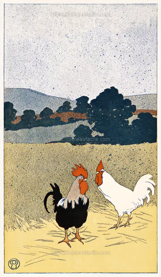 Two roosters in a field (1898)by Edward Penfield apercu