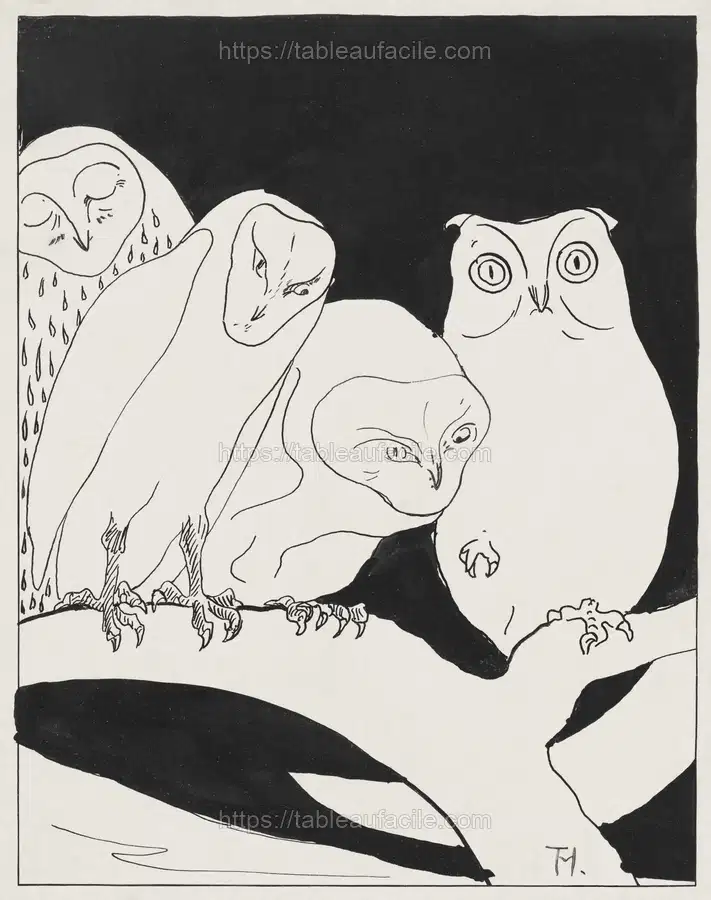 Uilen op een tak (1873–1917) by Theo van Hoytema apercu