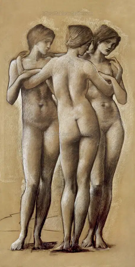 Venus Concordia Study of the Three Graces (1895) by Edward Burne-Jones apercu