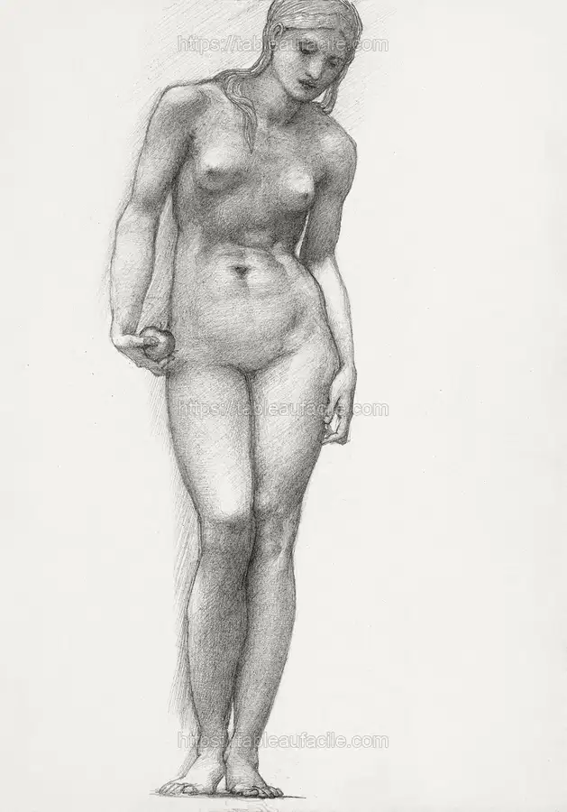 Venus with Golden Apple in Right Hand, for the Troy Triptych (c. 1873–77)  by Sir Edward Burne–Jones apercu