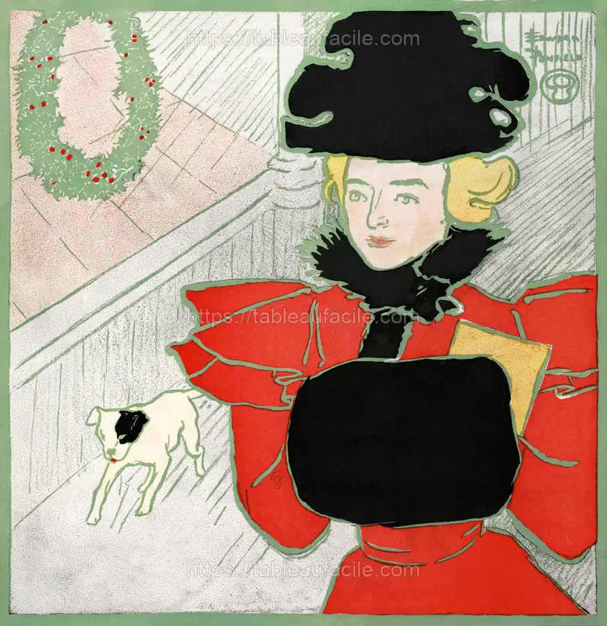 Vintage Christmas card (1896) by Edward Penfield apercu