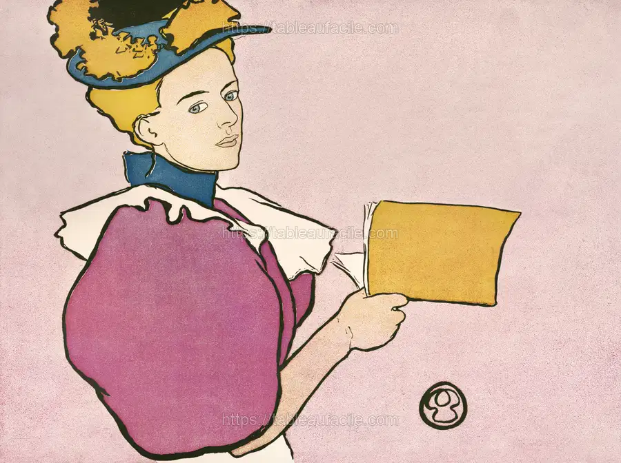 Woman holding book (1896)  by Edward Penfield apercu