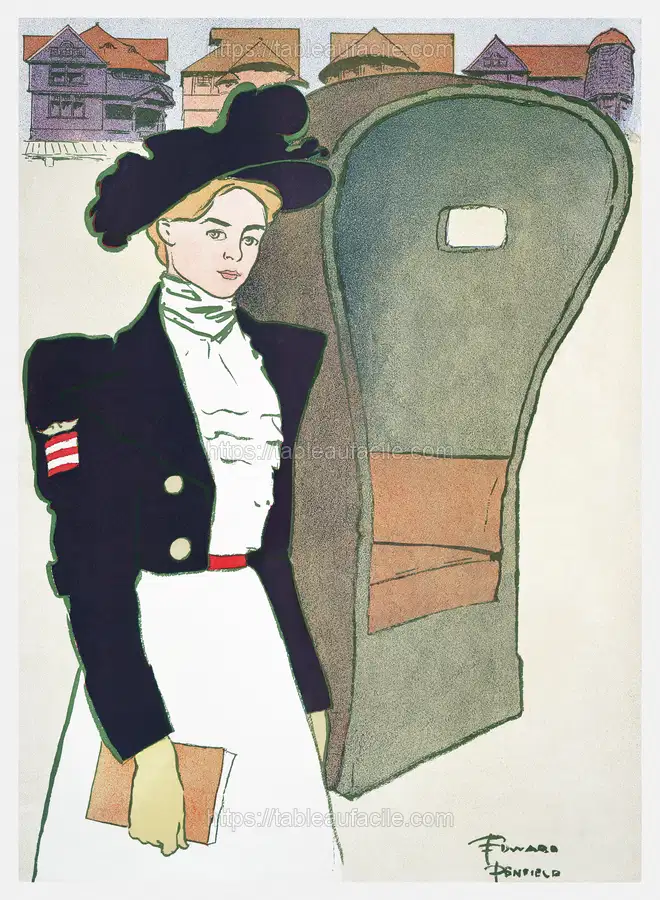 Woman holding book (ca. 1890–1907) by Edward Penfield apercu