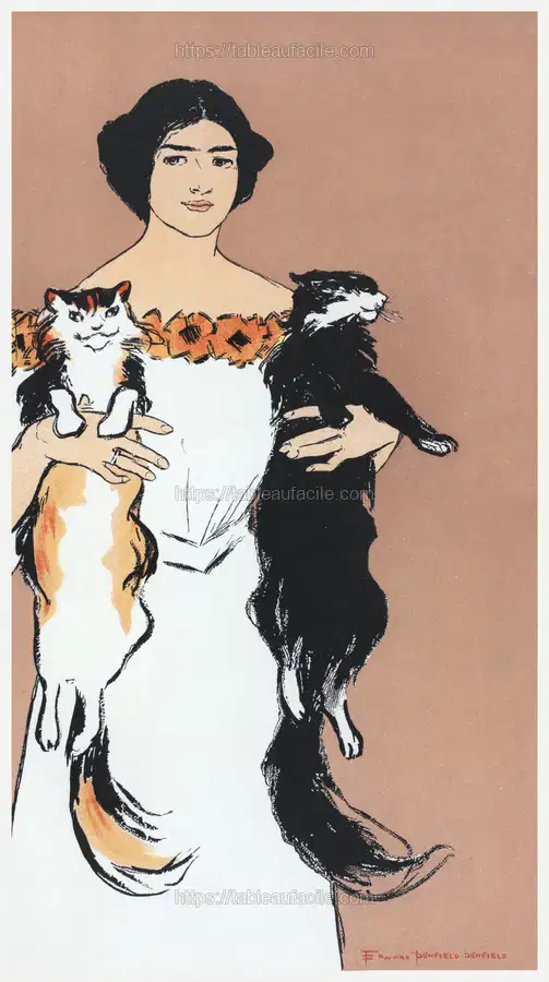 Woman holding cats (1898)  by Edward Penfield apercu