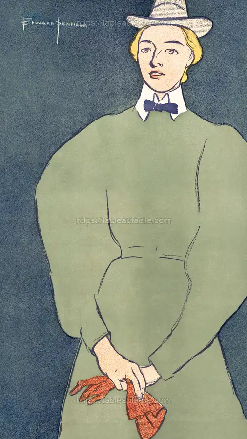 Woman holding gloves (1896)  by Edward Penfield apercu