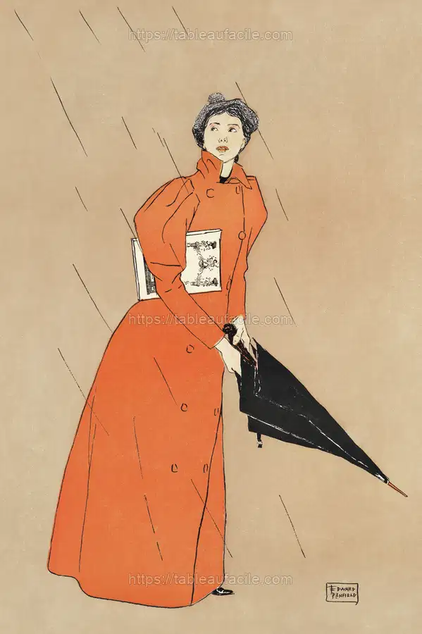Woman holding umbrella (1894) by Edward Penfield apercu