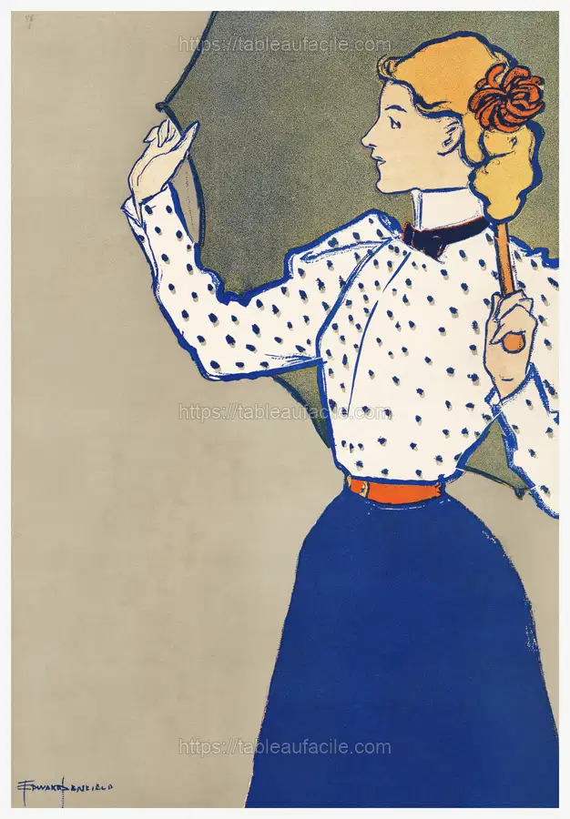 Woman holding umbrella (1897) print in high resolution by Edward Penfield apercu