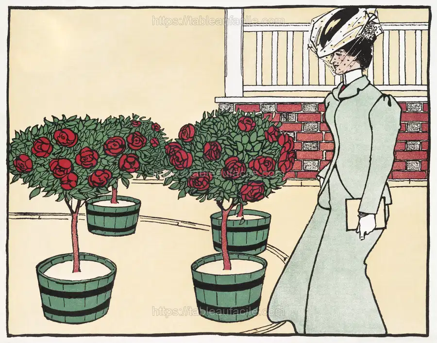 Woman in rose garden (1896)  by Edward Penfield apercu