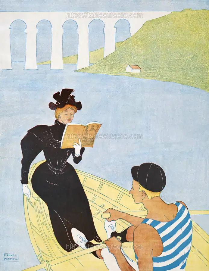 Woman reading in a row boat (1894)  by Edward Penfield apercu