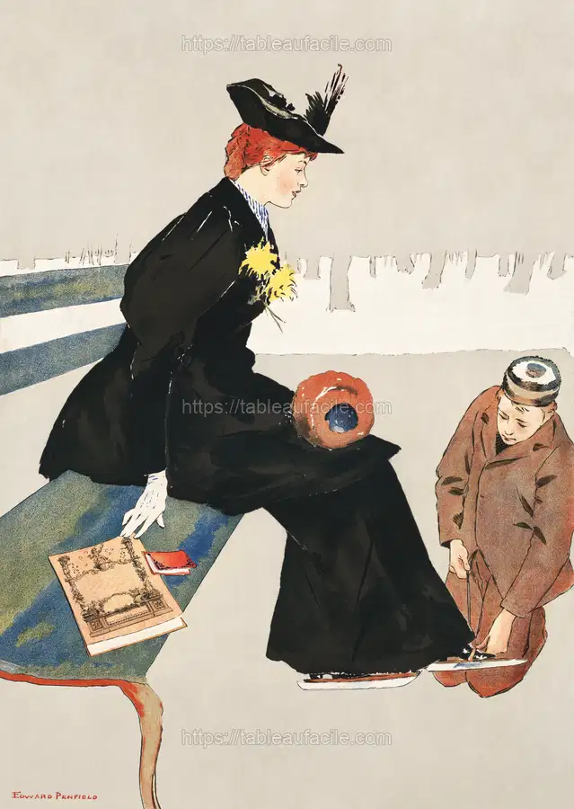 Woman sitting on a bench (1894)  by Edward Penfield apercu