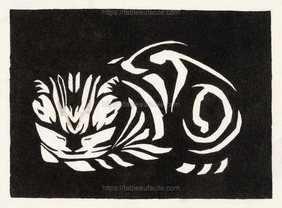 Woodcut cat (1917) by Julie de Graag apercu