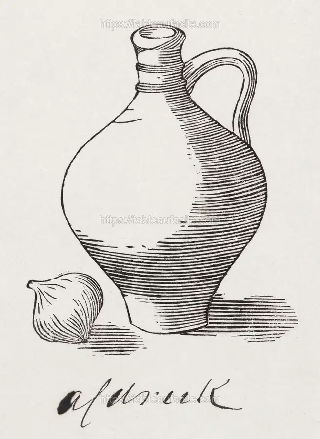Woodcut still life with jug and onion (1900) by Julie de Graag apercu