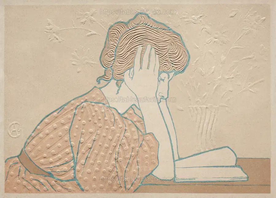 Young Woman Reading (1896) by Alexandre-Louis-Marie Charpentier apercu