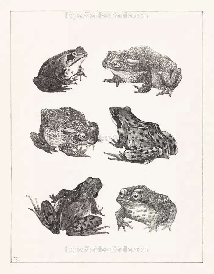 Zes kikkers en padden (1878–1917) print in high resolution by Theo van Hoytema apercu