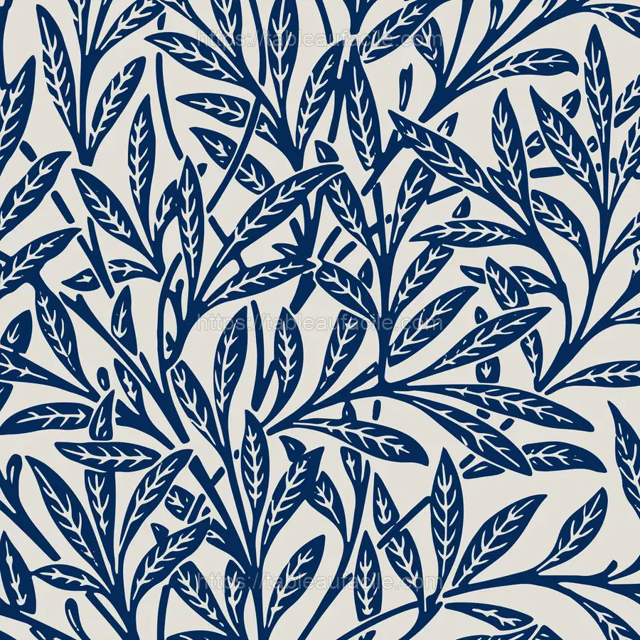 Leaves ornament blue pattern apercu