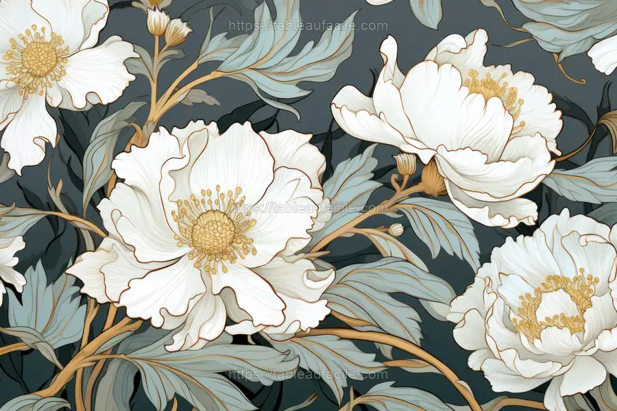 White flower art pattern apercu