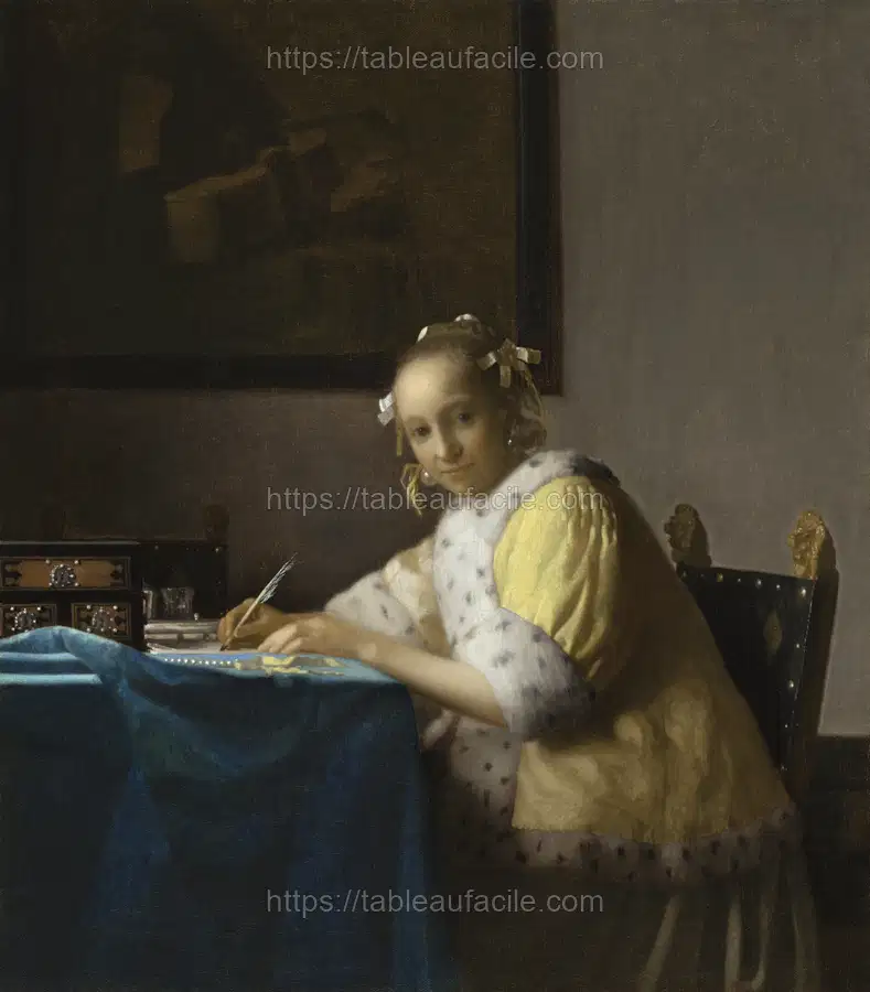 A Lady Writing a Letter (ca. 1665) by Johannes Vermeer apercu