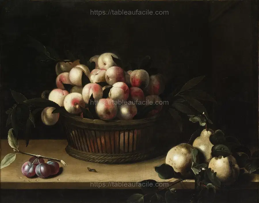 Basket of Peaches, with Quinces, and Plums by Louise Moillon apercu