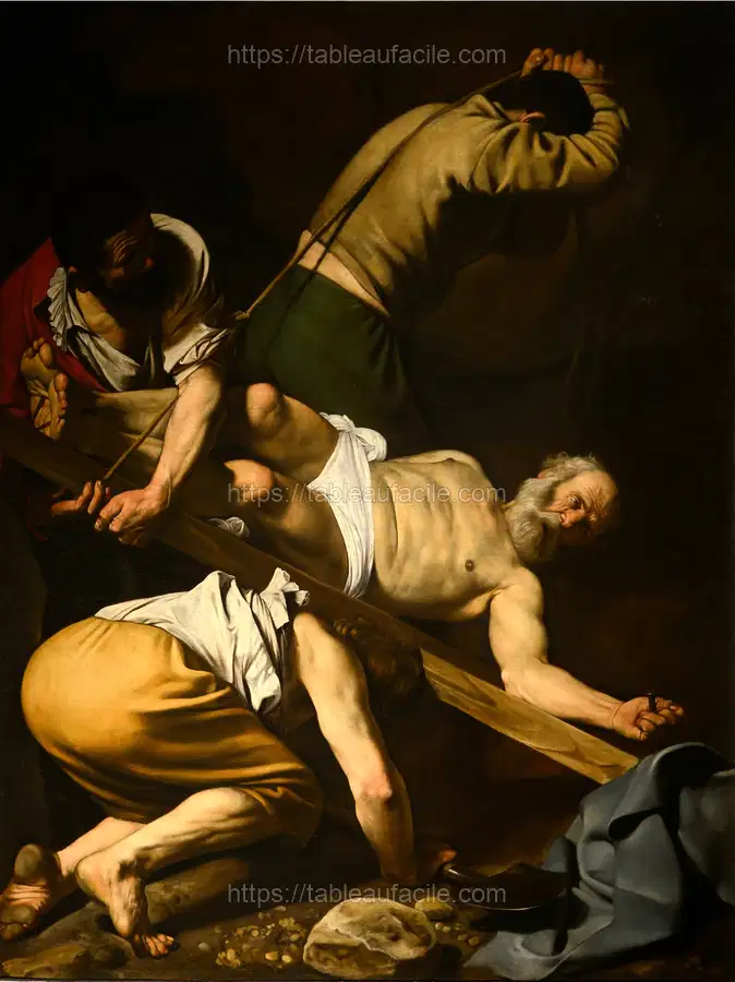 Caravaggio_s Crucifixion of St. Peter (Crocifissione di san Pietro) (1600) apercu