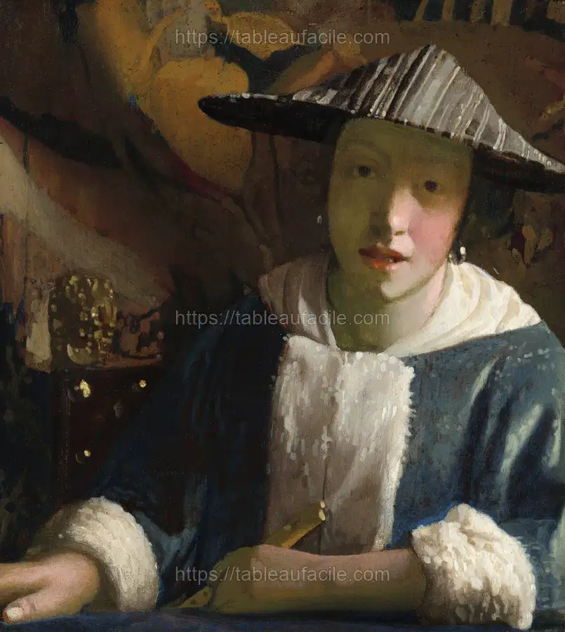 Girl with a Flute (ca. 1665–1675) attributed to Johannes Vermeer apercu