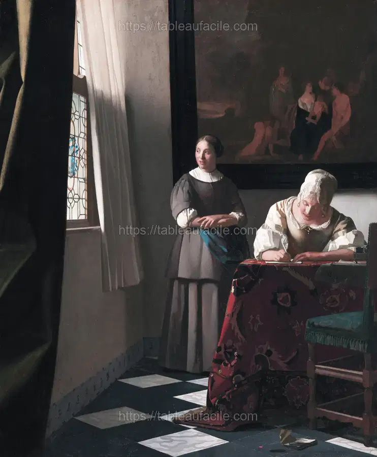 Johannes Vermeer’s Lady Writing a Letter with her Maid apercu