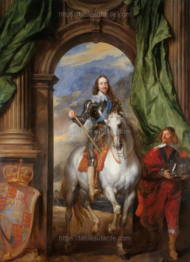Portrait of Charles I, King of England, on horseback with his equerry St. Antoine apercu