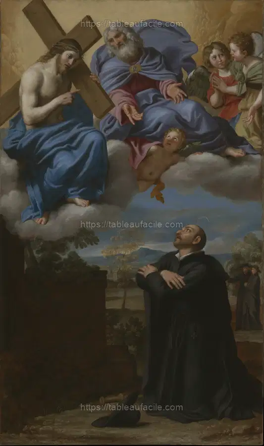 Saint Ignatius of Loyola_s Vision of Christ and God the Father at La Storta by Domenichino Zampieri apercu