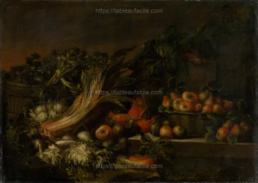 Still life with vegetables and fruit apercu
