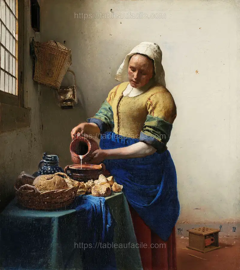 The Milkmaid (ca. 1660) by Johannes Vermeer apercu