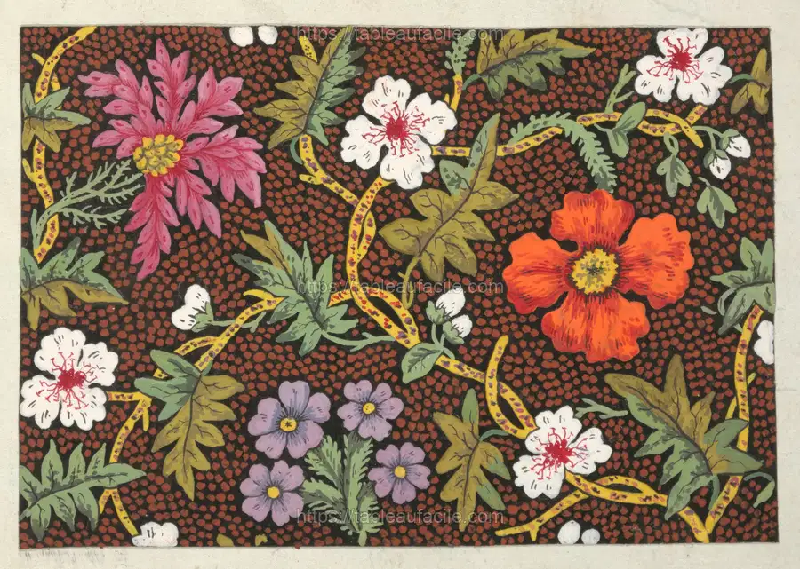 Floral design for printed textile Pl XXXIII (1800–1818) apercu