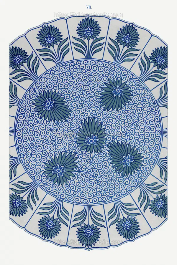 Blue botanical pattern 6 apercu