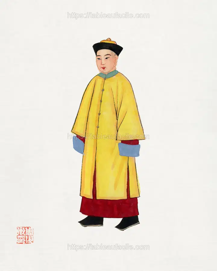 Man in yellow priest robe illustration. Chinese Costumes (1932) apercu