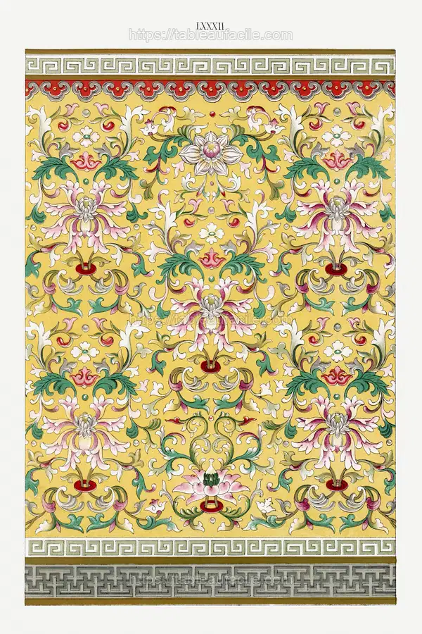 Yellow botanical pattern 1 apercu