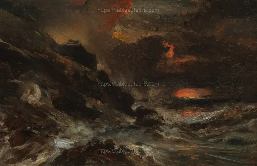 A Storm off the Normandy Coast by Eugène Isabey apercu