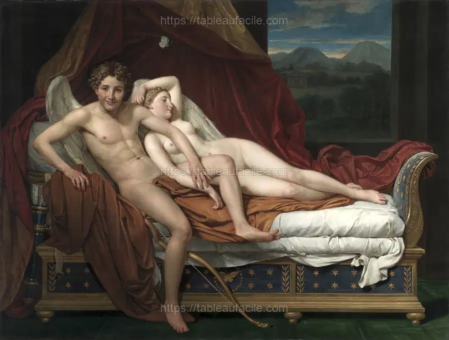 Cupid and Psyche, painting by Jacques-Louis David (1817) apercu