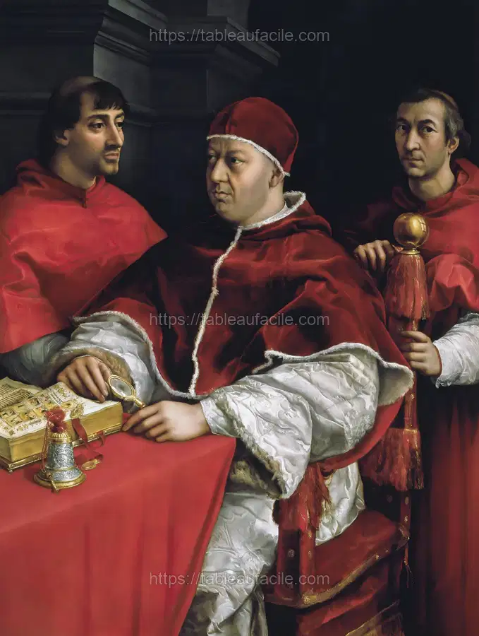 Raphael_s Portrait of Pope Leo X and his cousins, cardinals Giulio de_ Medici and Luigi de_ Rossi apercu