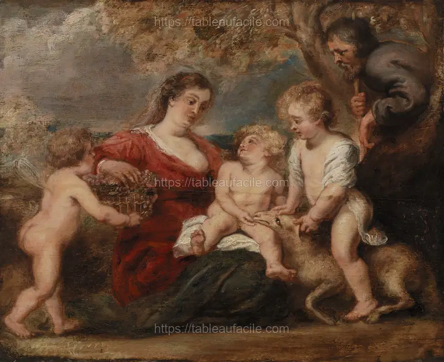 The Holy Family with Saint John the Baptist and an Angel by Peter Paul Rubens apercu